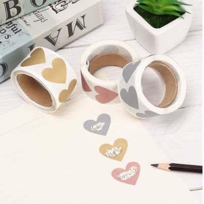 Scratch Off Sticker - Heart Gold/Silver/Rosegold Foil (10pcs)