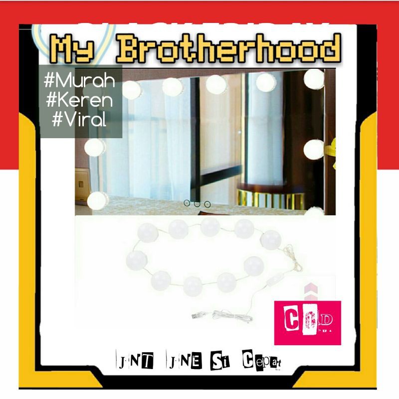 Luckyled 10 LED Lampu Cermin Rias Wajah Bola Make Up Mirror Makeup Lighting Kaca Hias Bholam USB