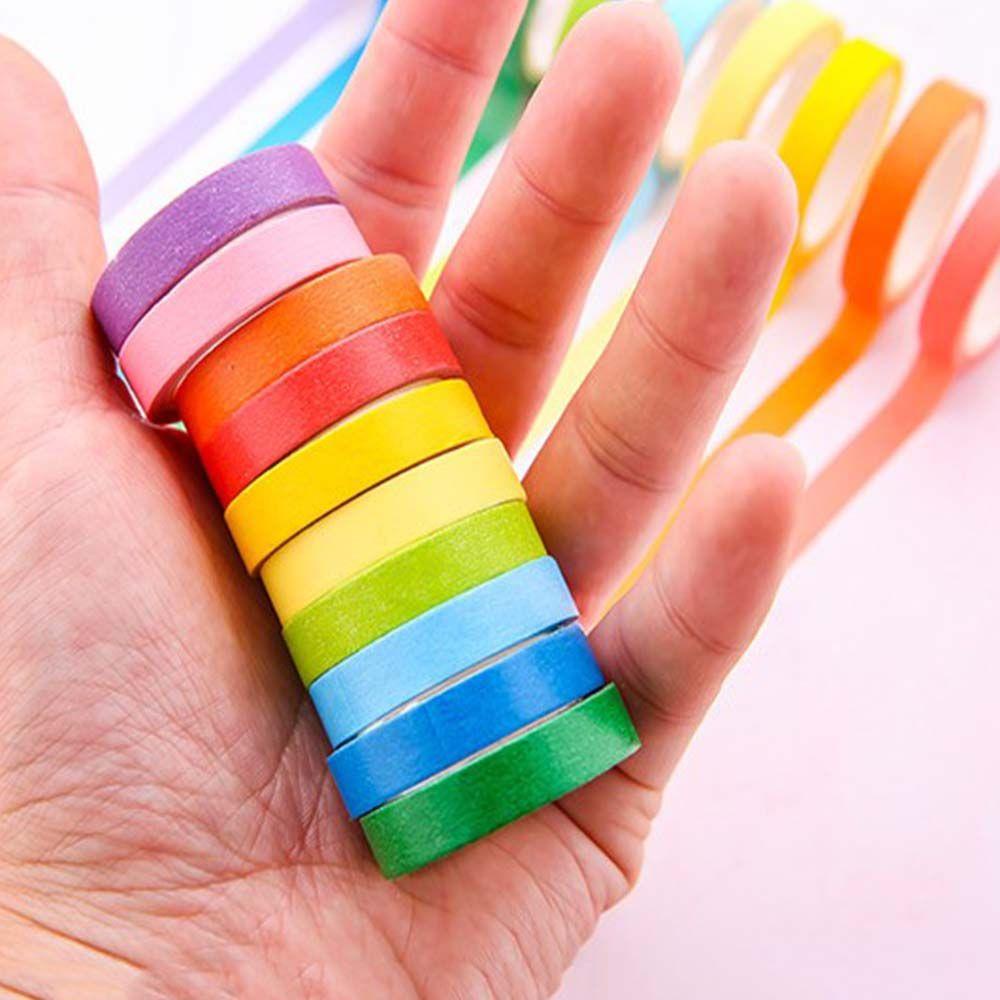 Lanfy Solid Color Tape Set Multi-Fungsi Sederhana Gaya Jepang Tangan Akun Pita Perekat Perlengkapan Sekolah Lengket Alat Tulis