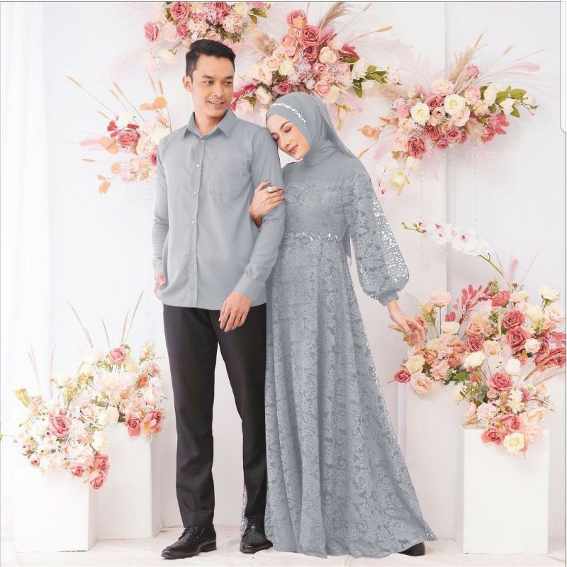 PCS CP ZULAIKHA BRUKAT COUPLE PASANGAN KEMEJA DAN GAMIS MAXY MS ADA VIDEO REVIEW ASLI PRODUK