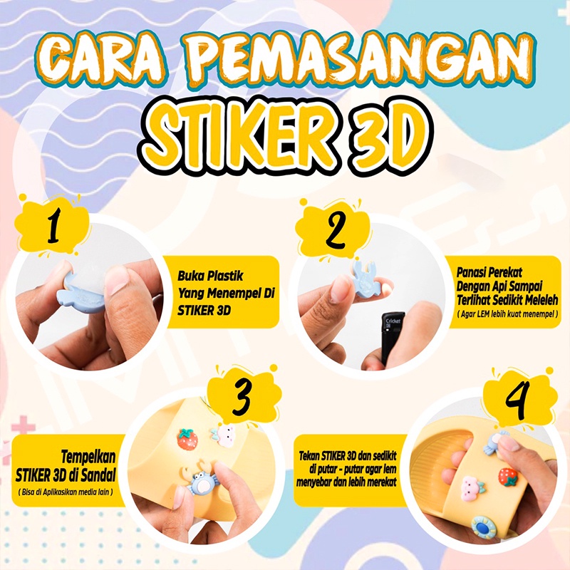 STIKER 3D lucu Clay Bahan DIY RANDOM 10pcs Dapat Menempel Pada Sepatu Cangkir  Meja  Kulkas