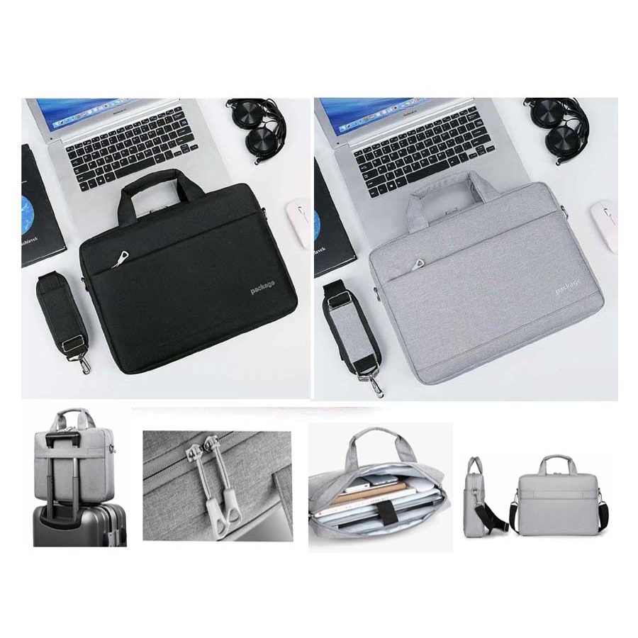 Tas Laptop Selempang Package Briefcase Waterproof Size 17 inch black