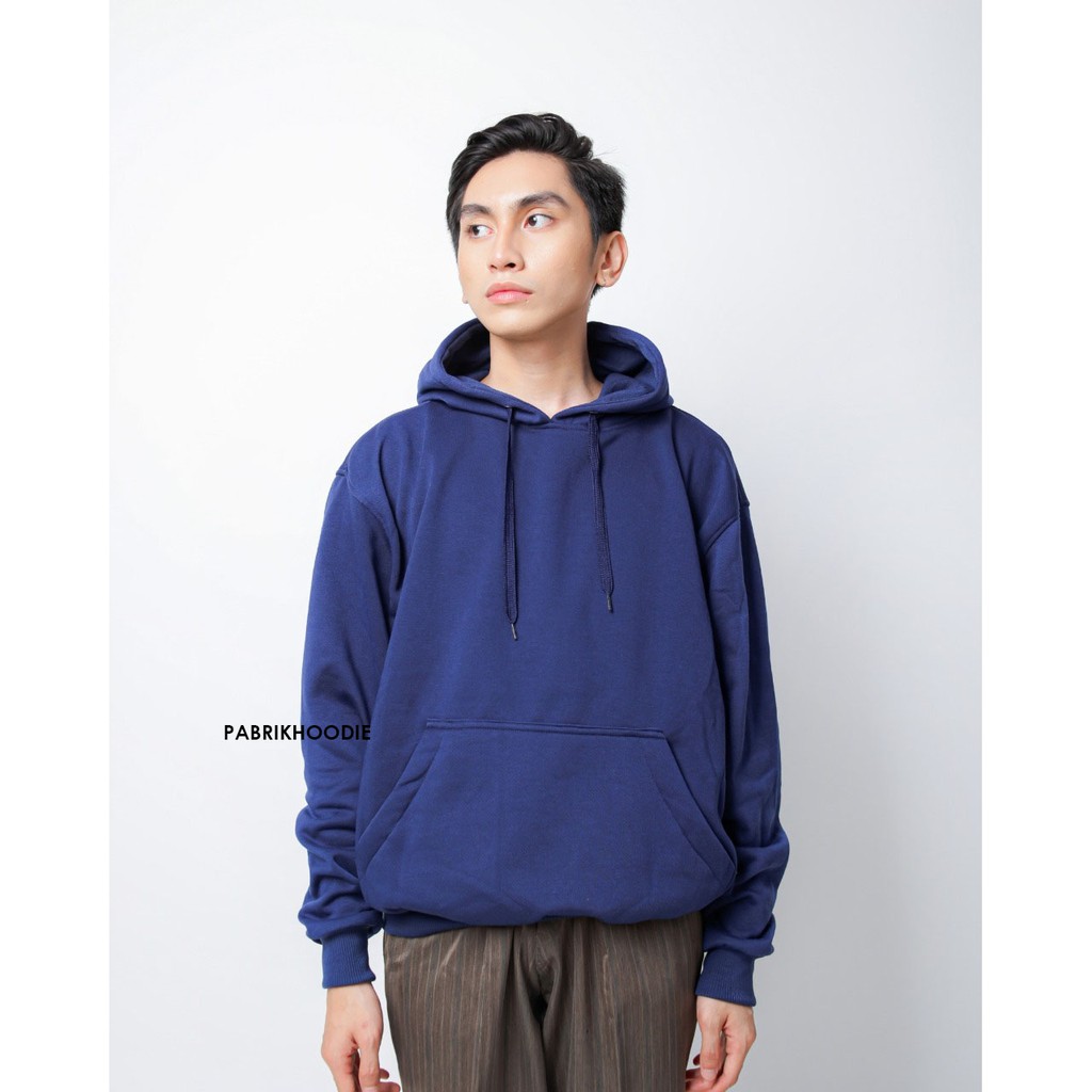 PABRIKHOODIE - HOODIE JUMPER BIRU NAVY (POLOS) {PRIA &amp; WANITA} M-XXXL