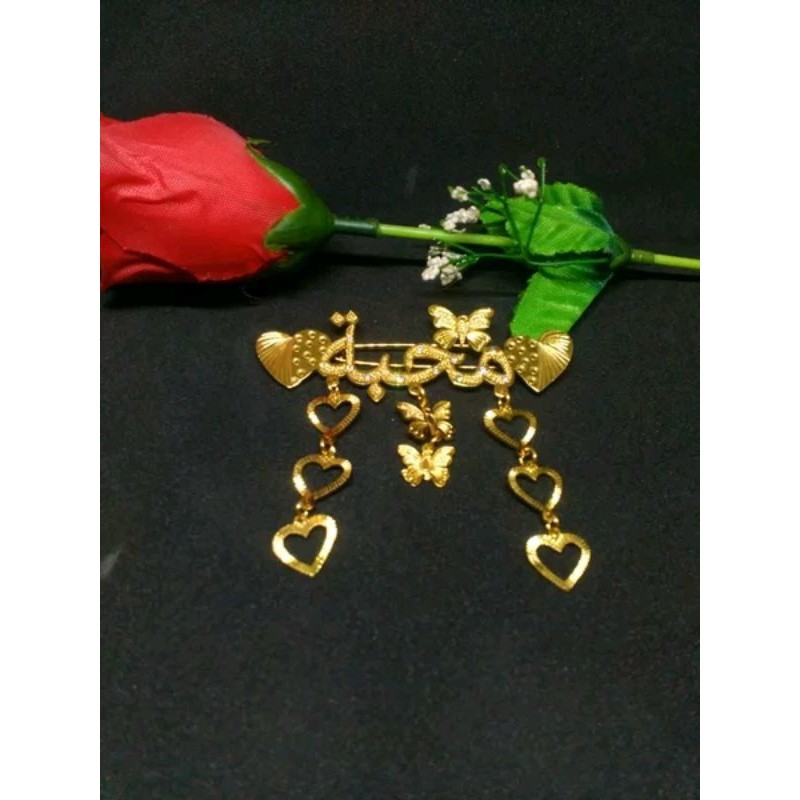 bros nama/bros anti karat/peniti ukir nama/peniti nama anti karat/bros costum