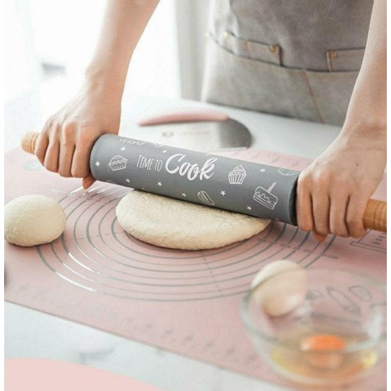 Vinland Silicone Rolling Pin Bermotif 45 cm Penggiling Adonan Silikon