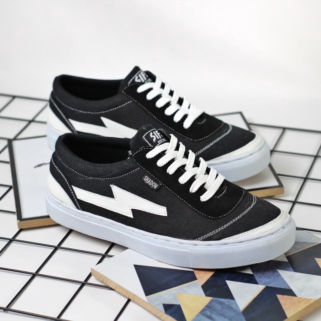 ENOZ X FLASH BLACK - Sepatu sneakers pria original kasual formal kerja kuliah sekolah sapatu cowok keren murah harga terjangkau