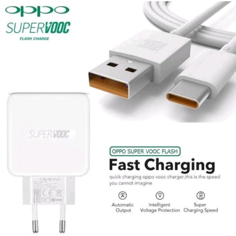 Charger Oppo Reno 5 Charger Oppo Type C SuperVooc Charger Oppo Reno SuperVooc Type-C Original Kabel 