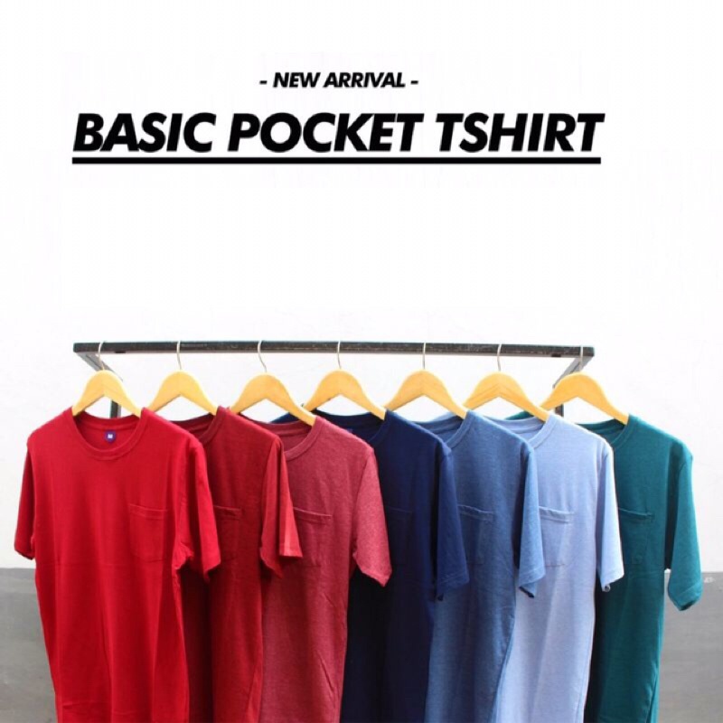 Kaos Polos Kantong Saku Lengan Pendek Pocket Saku 100% Combed 30s Pria Wanita