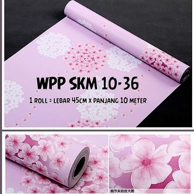 F007LS Wallpaper Sticker - bunga pink WALLPAPER DINDING ...