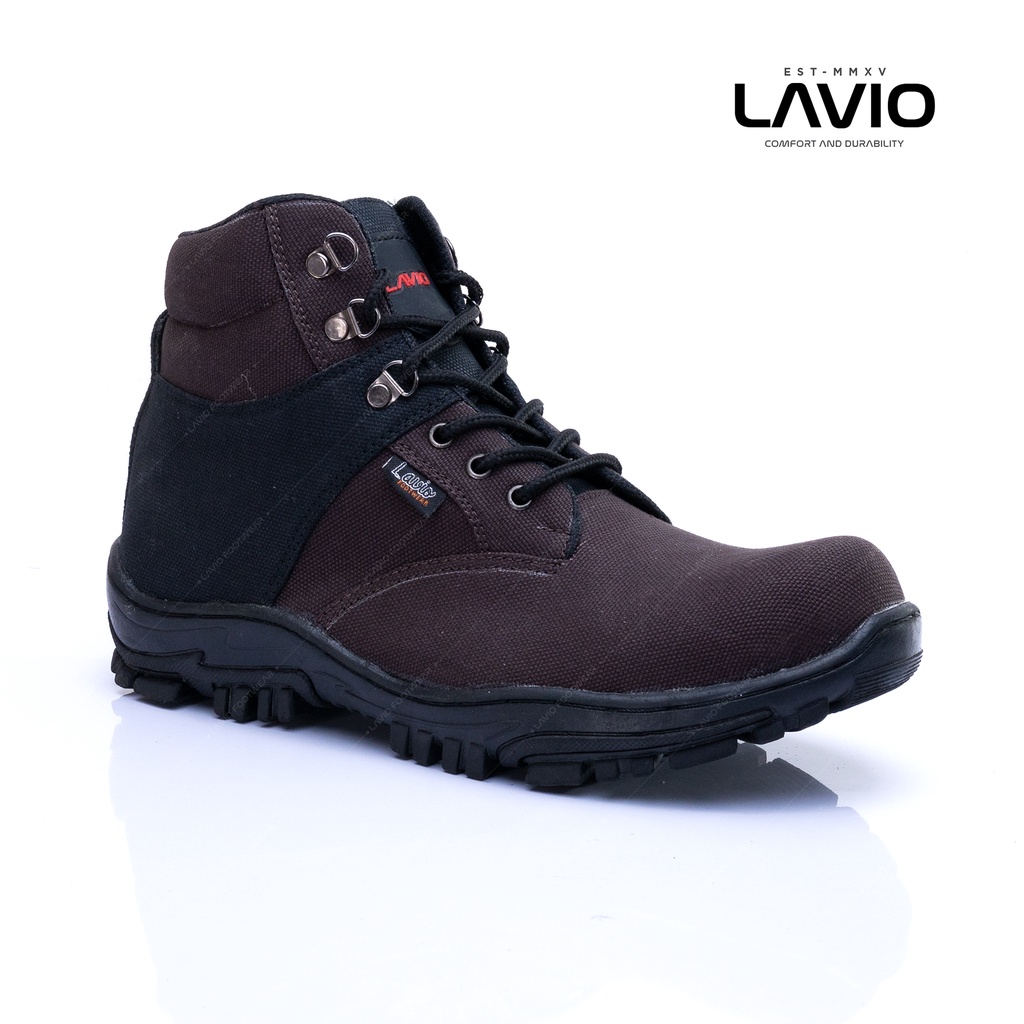 Sepatu Safety Boots Tinggi Pria Ujung Besi Proyek Original Berkualitas Lavio GH46 Kanvas