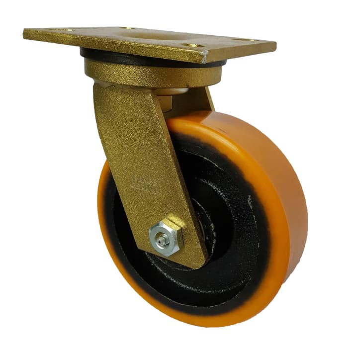 Roda Caster Troli / Trolly PU Orange 6 Inch Super Heavy Duty Hidup ( Putar ) Ranger Germany