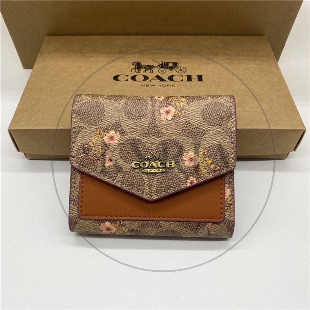 dompet wanita 67246 Small Wallet In Signature Canvas With Floral Bow