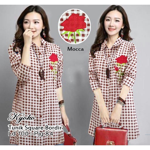 Tunik Remaja Kekinian Long Tunik Feranda flower Atasan Wanita Muslim Cantik Bahan monalisa bunga