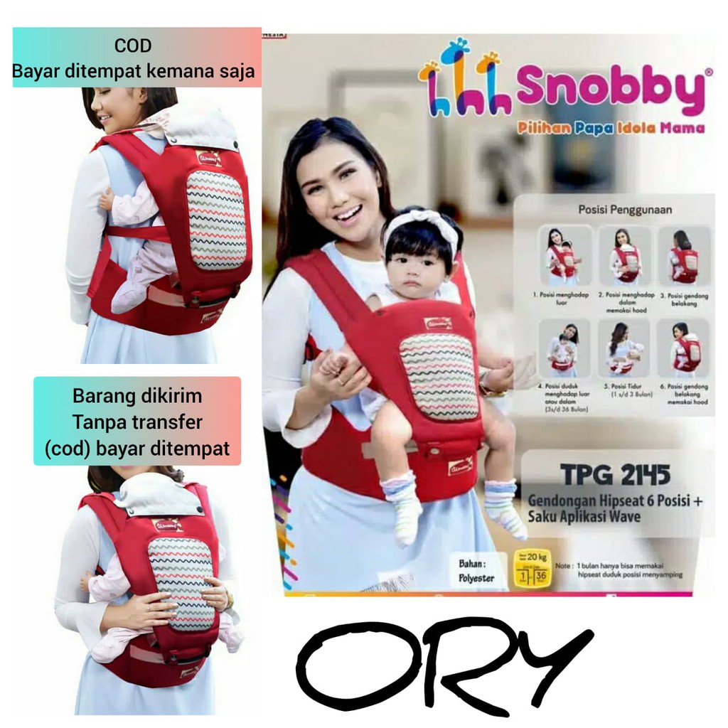 ORY GENDONGAN HIPSEAT SNOBBY WAVE GENDONGAN DUDUK SNOBBY GENDONGAN BAYI DUDUK DEPAN