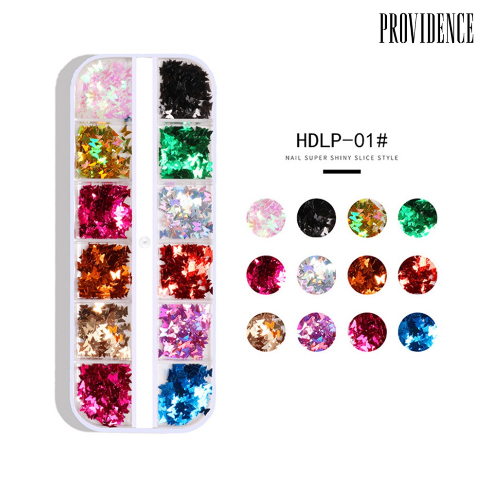 Providence 12 Colors DIY Glittering Butterfly Decals Nail Art Sequins Sticker Accessories