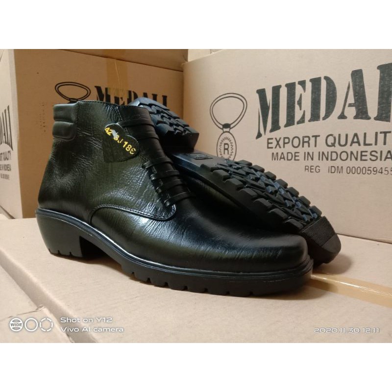 SEPATU KULIT PRIA PDH BOOTS MOTIF/KOMBINASI POLRI/TNI/SECURITY/KERJA/DINAS/KANTOR/PNS/ASN