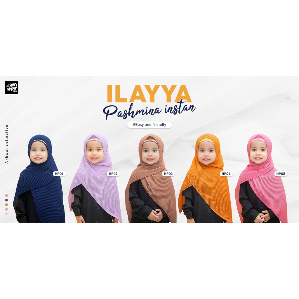 Ilayya Pashmina Plisket kerudung Anak Instan  Ammarkids