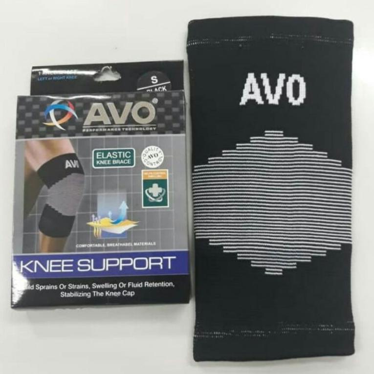 Deker Lutut Knee Band AVO Original Warna Hitam Ukuran Pendek Murah Deker Olahraga Voli Badminton Fut