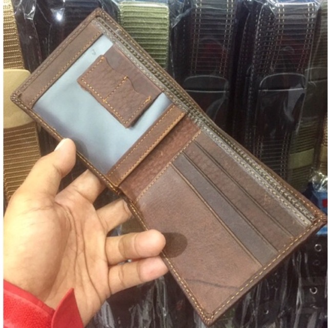 dompet lipat pria bahan kulit asli import jenis kulit basah model sederhana tanpa lidah ukuran standar -+12 X 9 #dompet #dompetlipat #dompetpria #dompetkulitpria