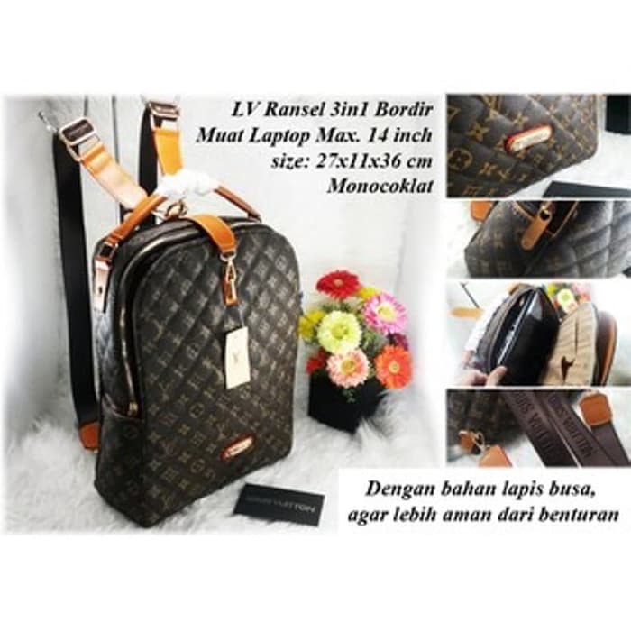 Tas Wanita Punggung Batam LV Ransel 3in1 Bordir  muat laptop 14 inch