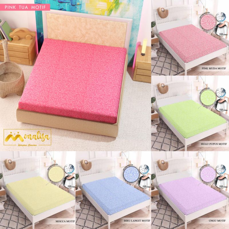 Sprei Waterproof / Anti Air / Anti Ompol Monalisa Polos Motif uk 180x200 / 160x200 / 120x200 Samarinda