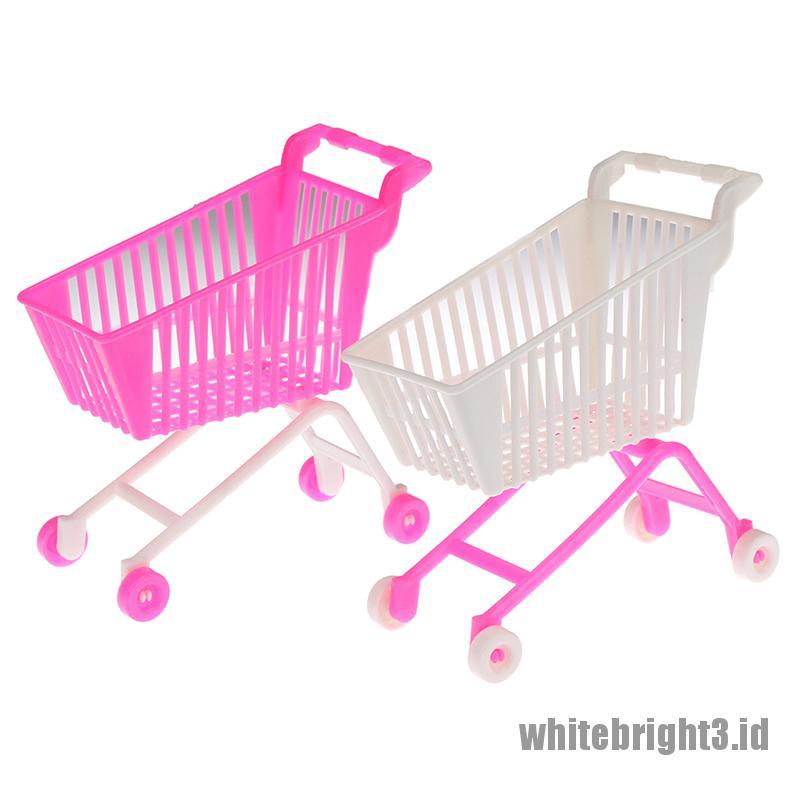 (white3) 1pc Mainan Trolley Belanja Mini Untuk Aksesoris Boneka