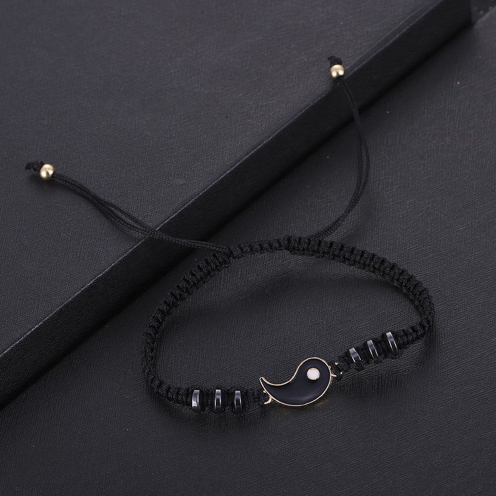 2Pcs Set Gelang Tali Magnet Pria Wanita Teman Pasangan Gadis Hitam Couple