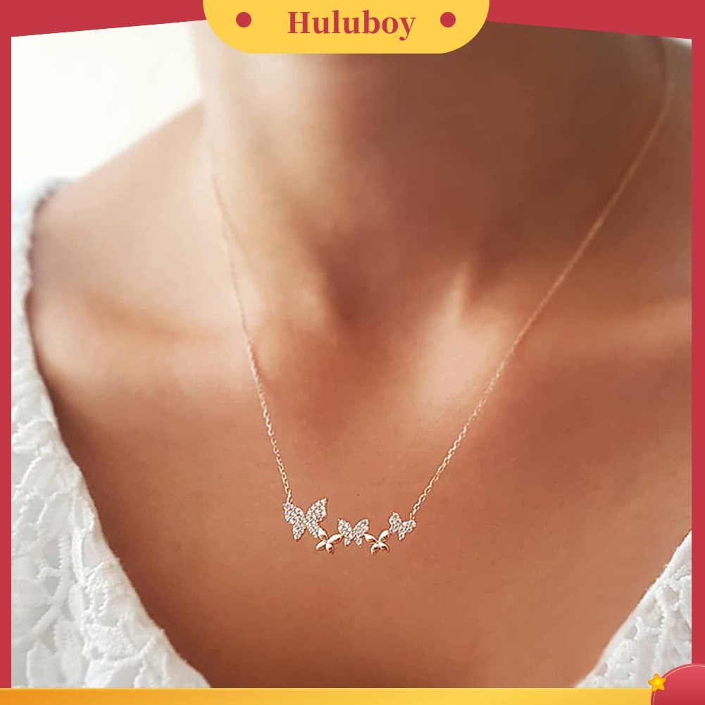 Hu Hu Hu Hu Hu Alat Bantu Pasang Kacamata♡ Kalung Choker Klavikula Dengan Liontin Kupu-Kupu Aksen Berlian Imitasi Untuk Wanita