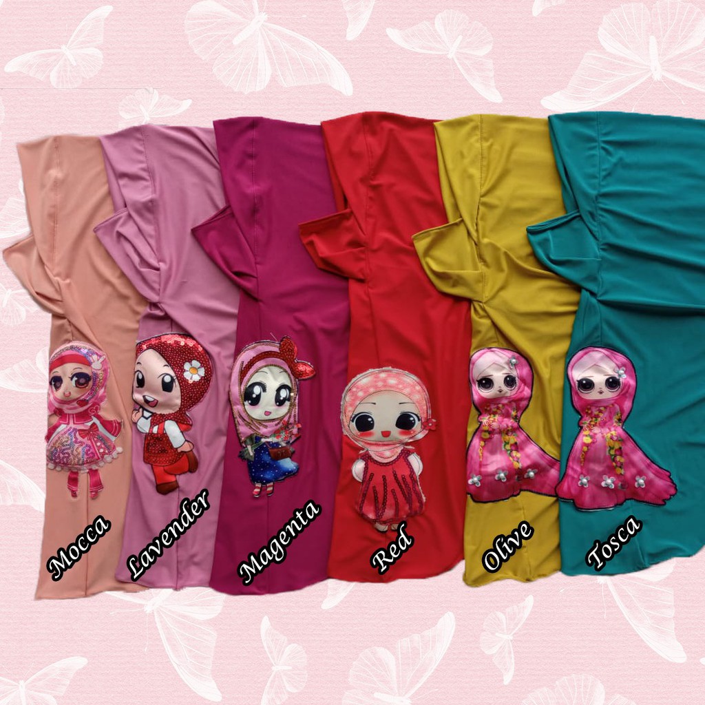 [ Sale Promo ] Jilbab Niqab Anak Karakter Boneka Lol Light Nyala Bahan Balon Premium New ,Murah