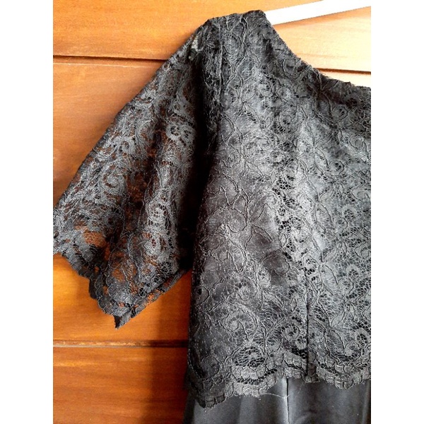 dress brokat hitam baju wanita