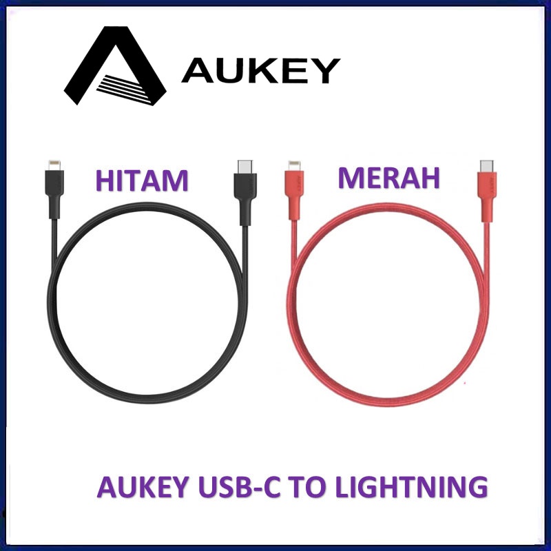 Aukey CB-CL2 MFI Braided Nylon 2M USB C To Lightning Cable 2 Meter