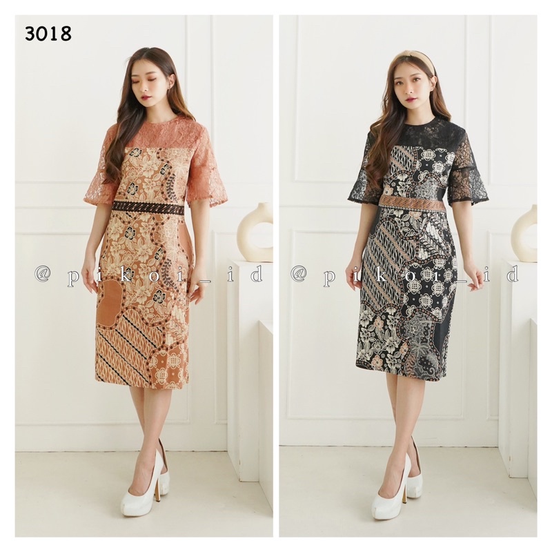 Dress batik modern / dress batik kantor / dress batik span / gaun batik / terusan batik murah / 2861