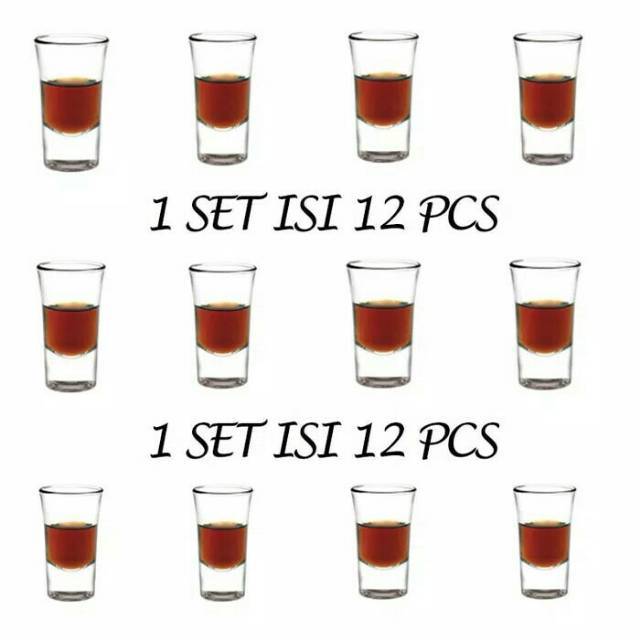 1 Set Isi 12 Pcs Gelas Sloki 30 ml - Gelas Shot - Gelas Mini - Sloki WIne - Shooter Glass