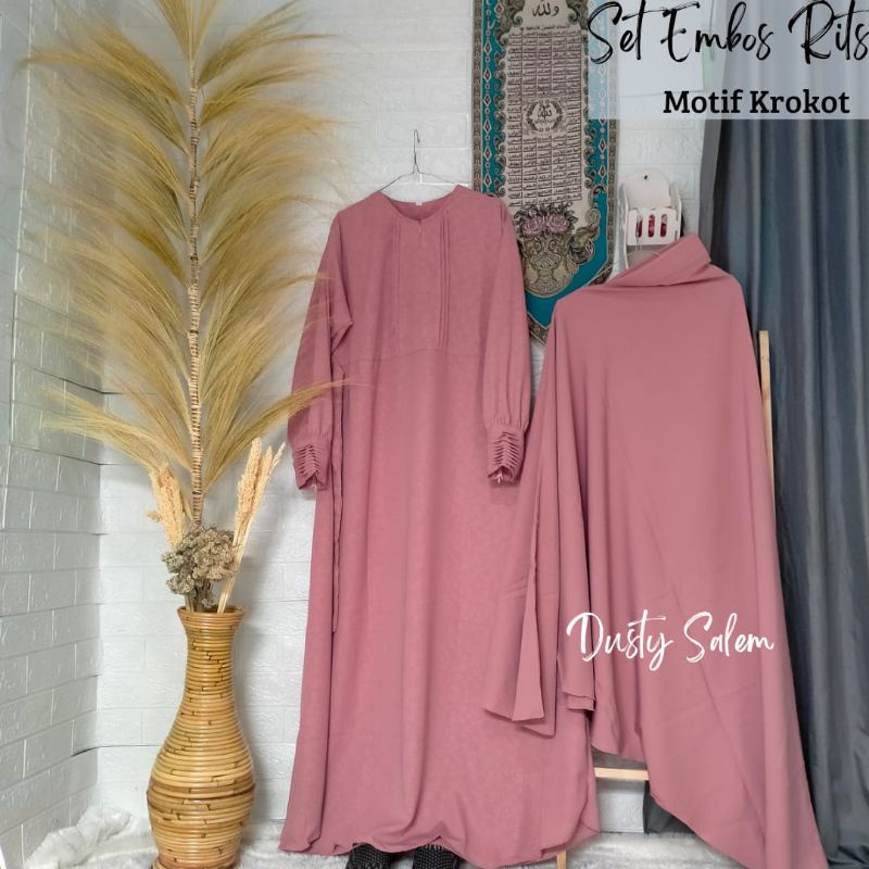 SET GAMIS EMBOSS MANSET RIST PART 1/ GAMIS MOTIF EMBOS / JILBAB BERGO WOLFIS JUMBO