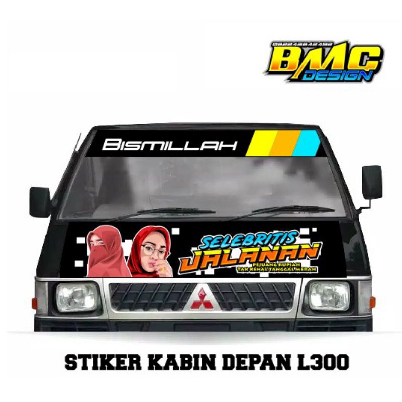 stiker kabin depan + Lis kaca L300, stiker decal kabin L300