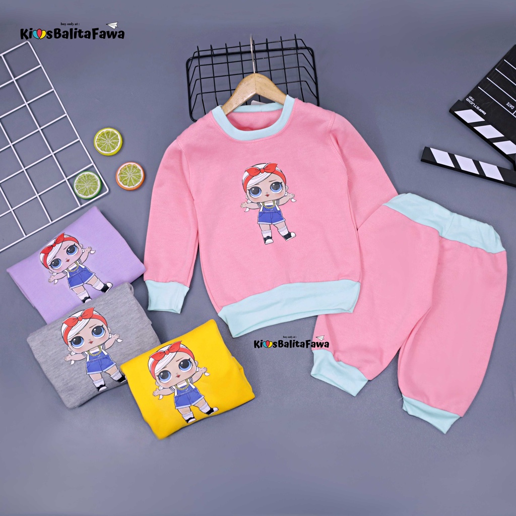 Setelan Cookie uk 1-2 Tahun / Sweater Karakter &amp; Jogger Setelan Anak Cewek DOLL Celana Baju Lengan Panjang Bahan Adem Babycinnamon