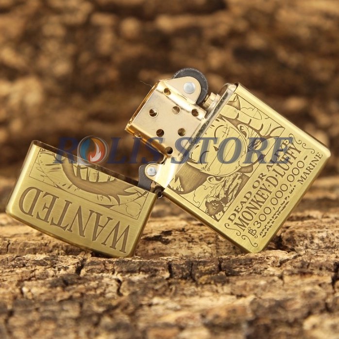 COD- Korek Zippo One Piece Gold Grafir 2 Sisi Special Edition Money D.Luffy Wanted Limited Premium Made In Usa - Free Box