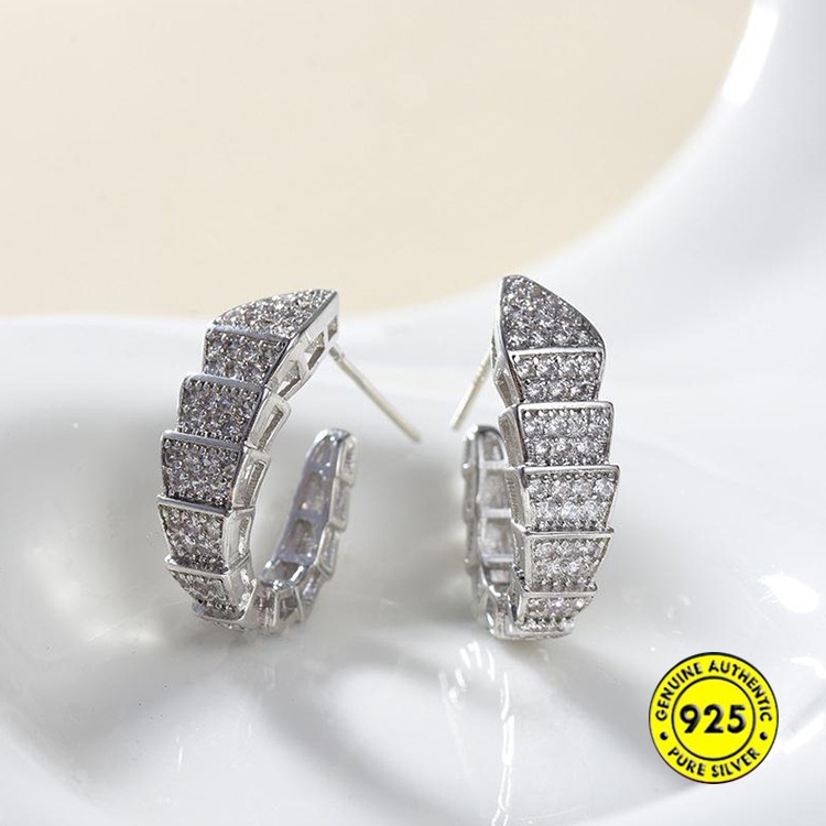 Cincin Jari Telunjuk S925 Silver Model Terbuka Dapat Disesuaikan Motif Kulit Ular Aksen Berlian Imitasi Untuk Unisex