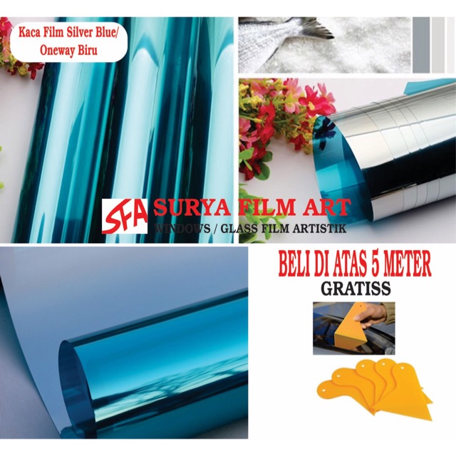 Kaca film/kaca film oneway/oneway biru/silver blue