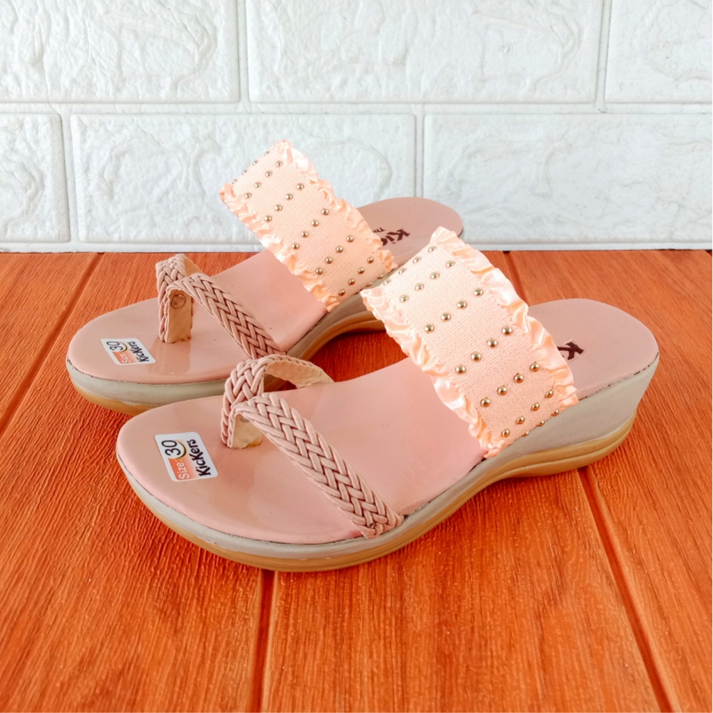 Kickers RF Renda 01 Sandal Anak Perempuan Jepit Wedges Hak 5cm Size 26-35