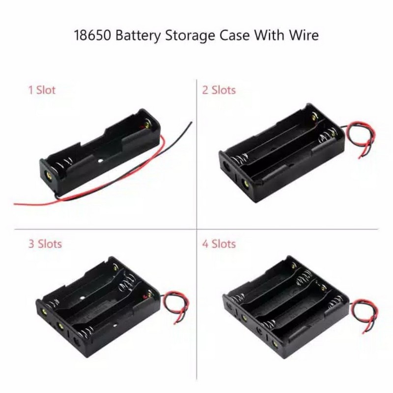 Case Holder Baterai Box 1 X 18650 Dengan Kabel 1 Slot