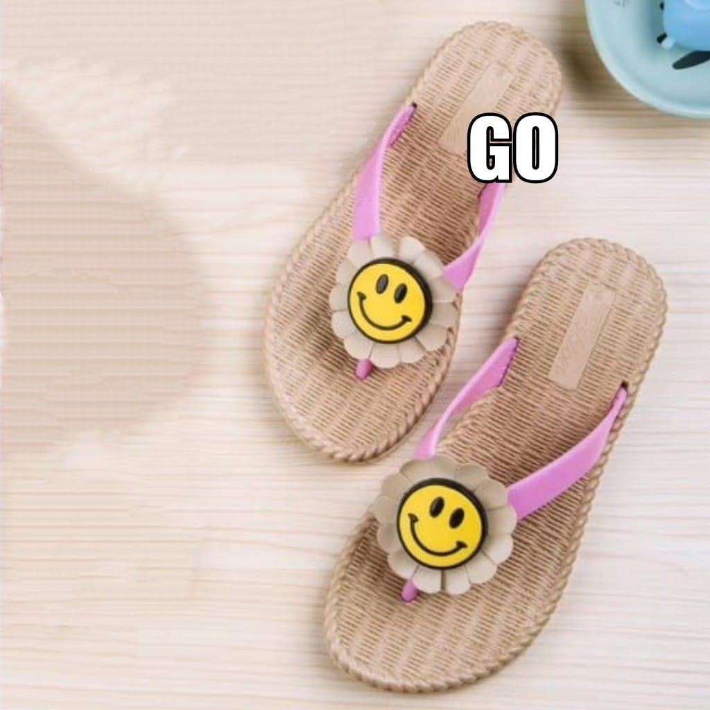 gof PUFFY Import COUPLE ROSE Sandal Wanita Murah Japit Casual Teplek Sendal Cewek Flat Jepit