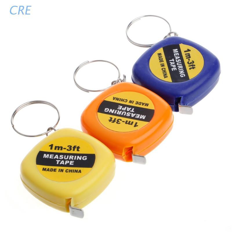 CRE  Easy Retractable Ruler Tape Measure Mini Portable Pull Ruler Keychain 1m/3ft