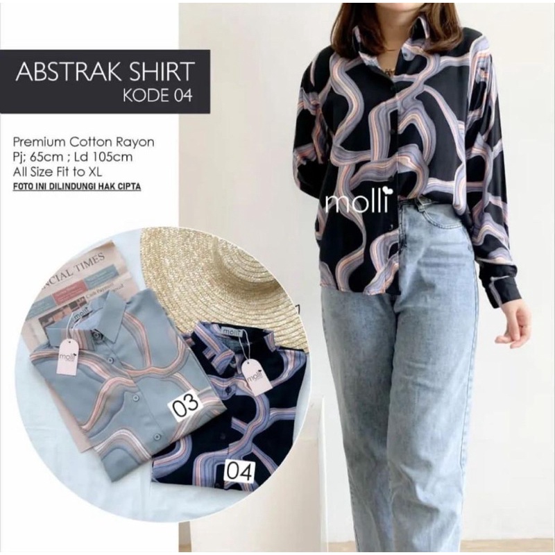 ABSTRAK BLOUSE RAYON / KEMEJA RAYON MOTIF FULL KANCING LD 110 OOTD TERBARU 2022