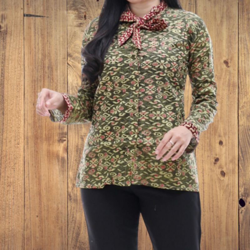 blouse pramugari songket original arta batik super seragam batik pakaian wanita baju kerja kantor ba
