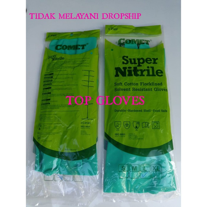 [PROMO EKSKLUSIF] Sarung Tangan Super Nitrile Comet - Tahan Pelarut-Tahan Asam & Alkali - L MURAH