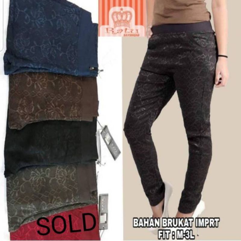 celana brukat / brokat panjang wanita import xL-4L