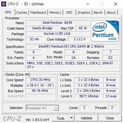 PROCESSOR INTEL DUAL CORE G645 (2.9GHZ) TRAY + FREE FAN SOCKET 1155 1512