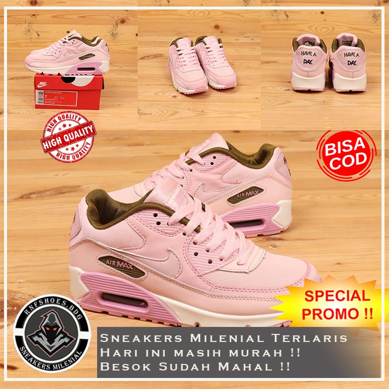 SEPATU SNEAKERS WANITA MURAH NIKE AIR MAX 90 SE HAVE A NIKE DAY PINK ORIGINAL PREMIUM IMPORT BNIB