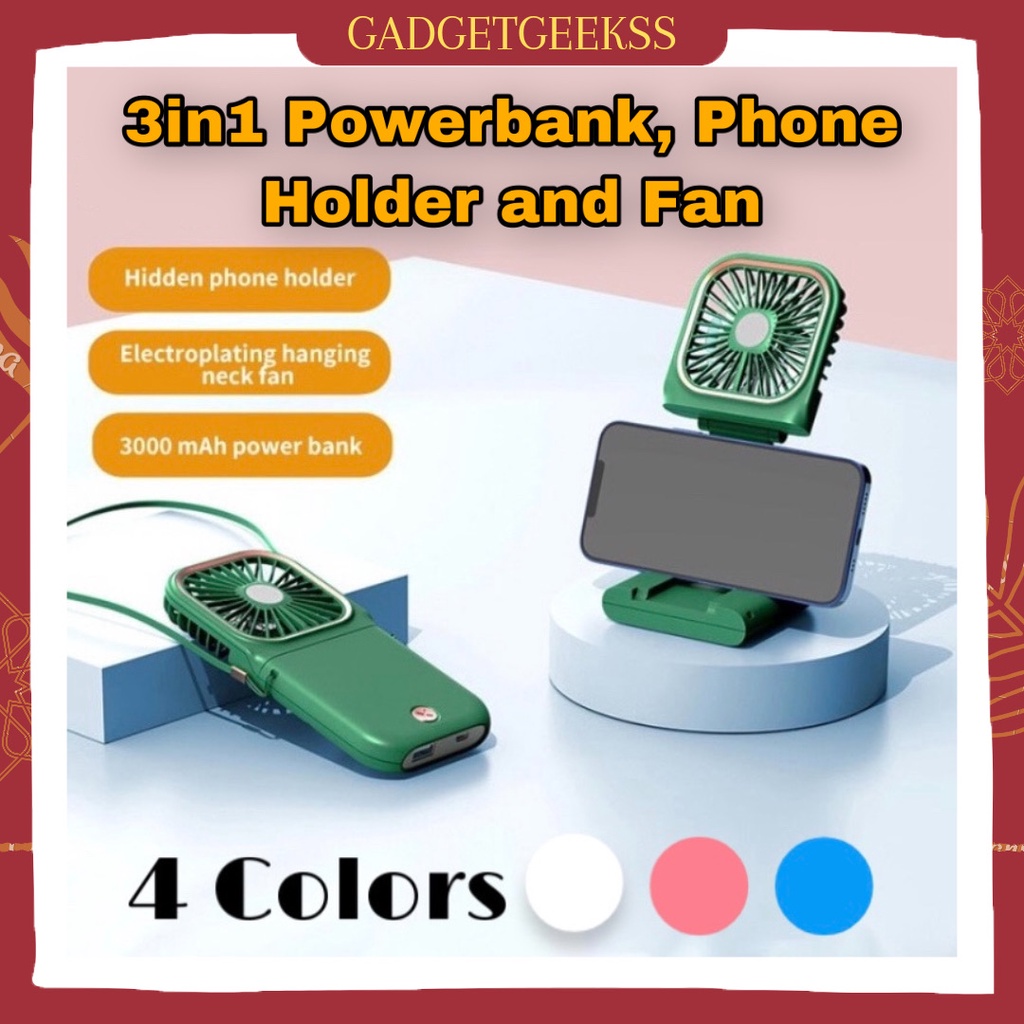 Portable Fan F30 Kipas Angin Portable Cas Gantung Phone Holder